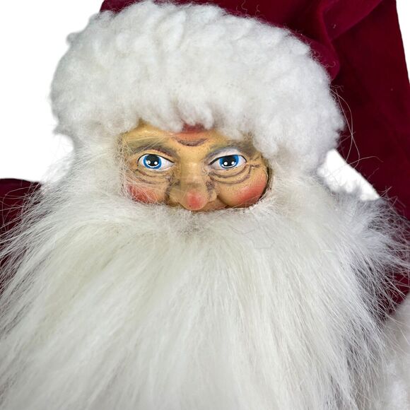 Vintage Santa Tree Topper Tabletop Figure 16” Red Robe Fur Christmas Decor - Picture 3 of 7